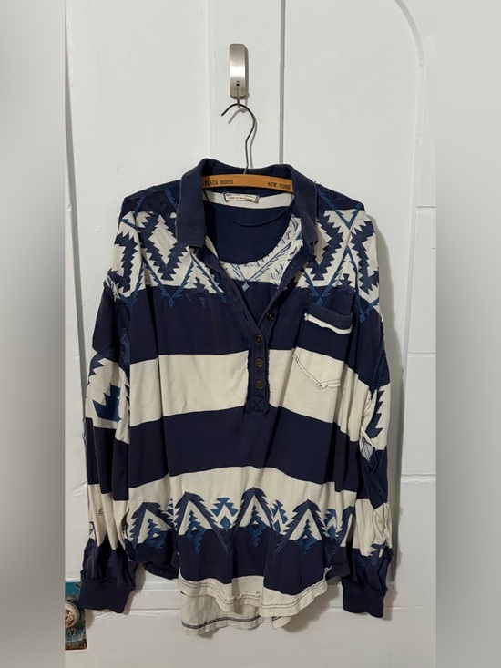 We The Free Tops - We The Free Polo Striped Aztec  Top